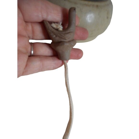 Vintage 1985 Flat Earth Pottery Duck Wick Topper Oil Lamp Vase Artist Signed #3 - Picture 10 of 11